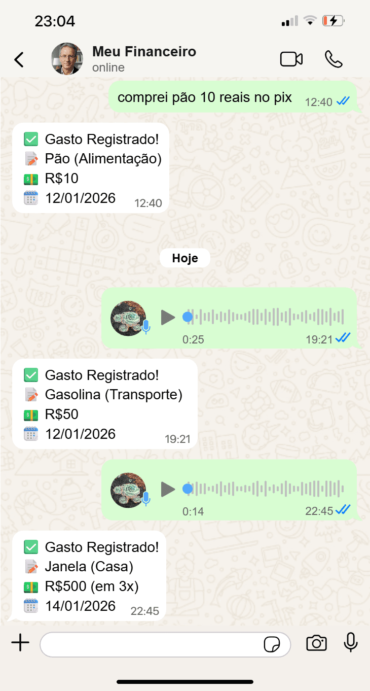 Tela do dashboard do FinZaa no celular